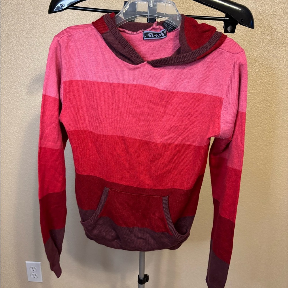 Striped Pink and‎ Red Hoodie y2k